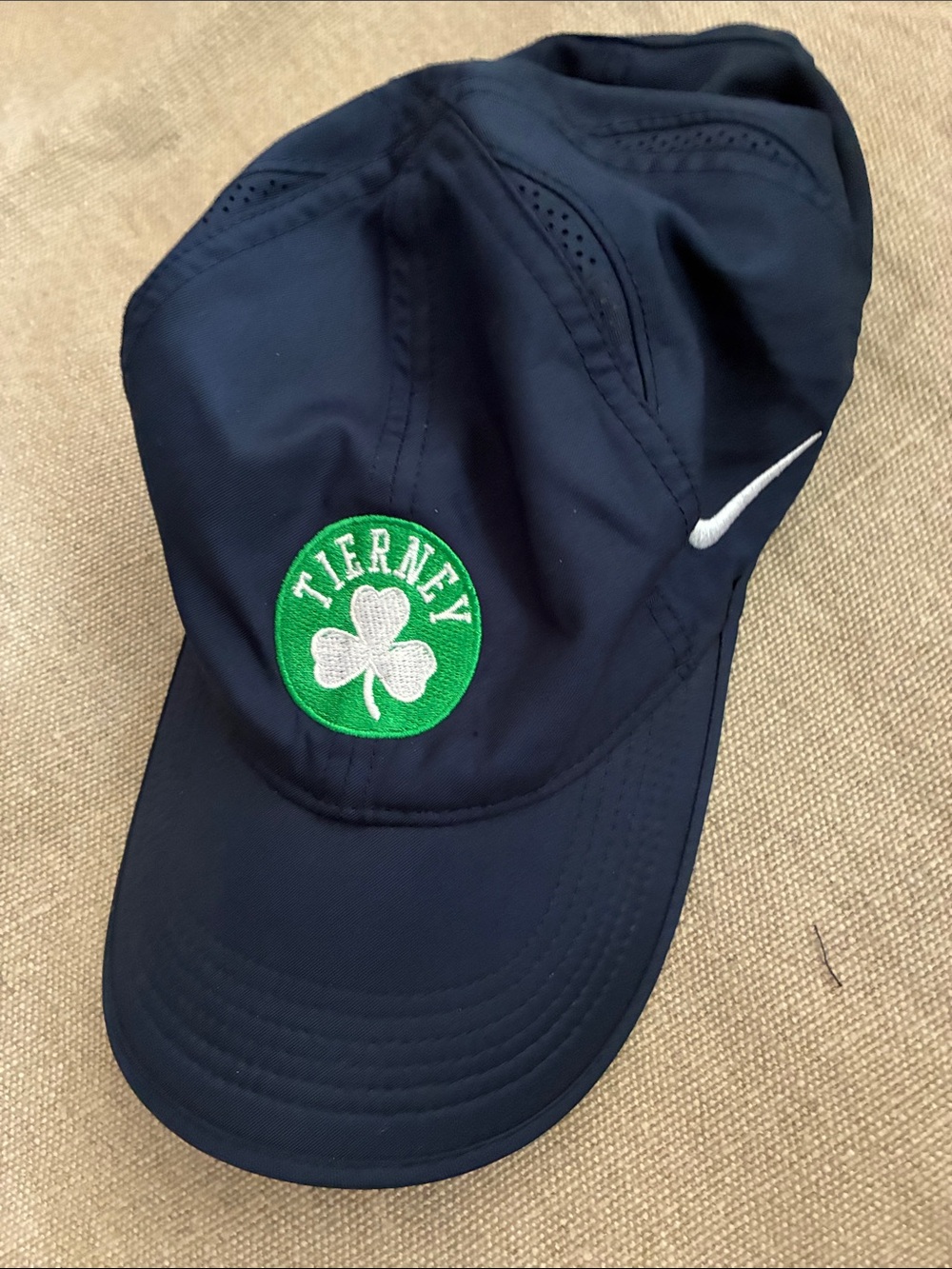 Nike Kids Navy Cap with White Swoosh and Green Shamrock Patch
